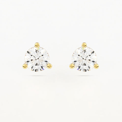 3-Prong Martini Stud Earrings w/ Pushback