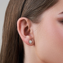 4-Prong & Pave Halo Stud Earrings w/ Screwbacks