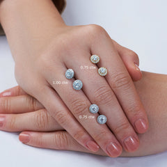 4-Prong & Pave Halo Stud Earrings w/ Screwbacks