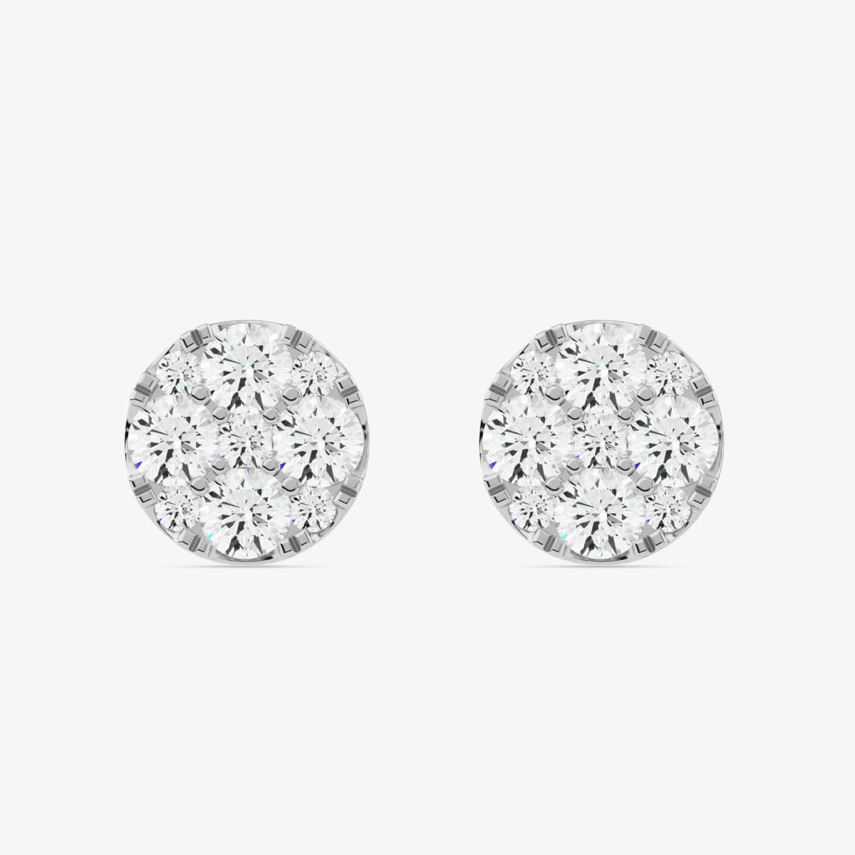 Round cluster flower diamond earring