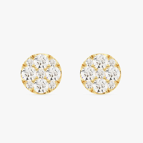 Round cluster flower diamond earring