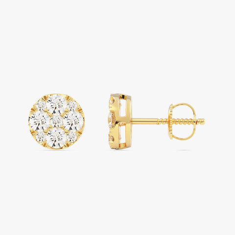 Round cluster flower diamond earring