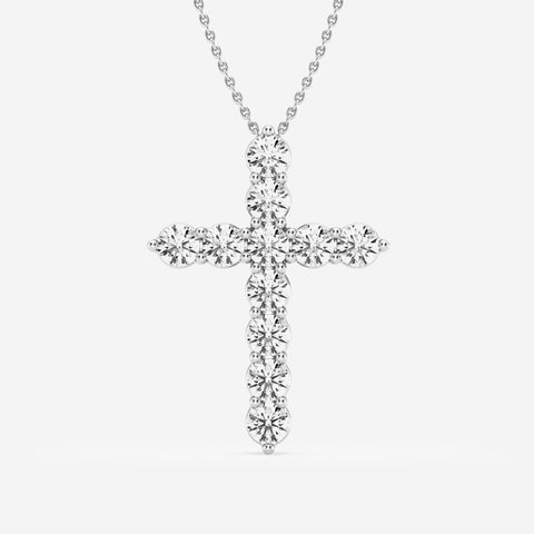 Shared-Prong 6-Stone Cross Charm Slider Pendant