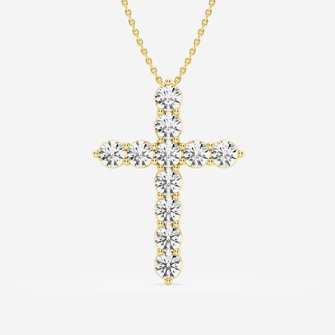 Shared-Prong 6-Stone Cross Charm Slider Pendant