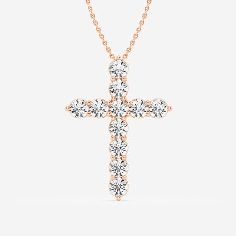 Shared-Prong 6-Stone Cross Charm Slider Pendant