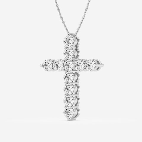 Shared-Prong 6-Stone Cross Charm Slider Pendant