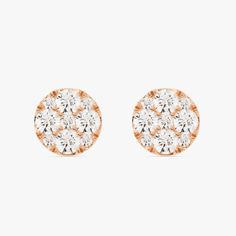 Round cluster flower diamond earring