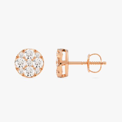 Round cluster flower diamond earring