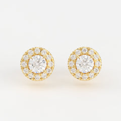 4-Prong & Pave Halo Stud Earrings w/ Screwbacks