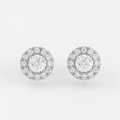 4-Prong & Pave Halo Stud Earrings w/ Screwbacks