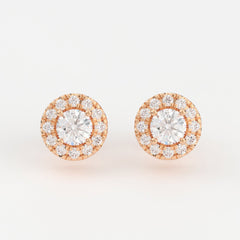 4-Prong & Pave Halo Stud Earrings w/ Screwbacks