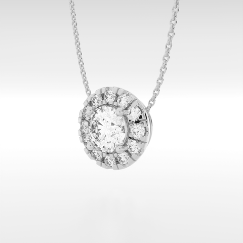 4-Prong & Pave Circle Halo Pendant