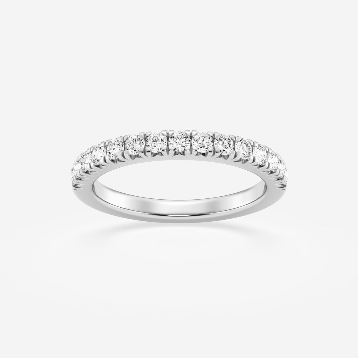 French / Fishtail Pave Stackable Ring Wedding Band