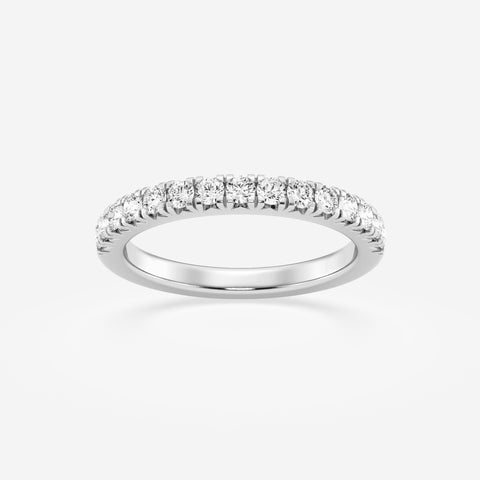 French / Fishtail Pave Stackable Ring Wedding Band