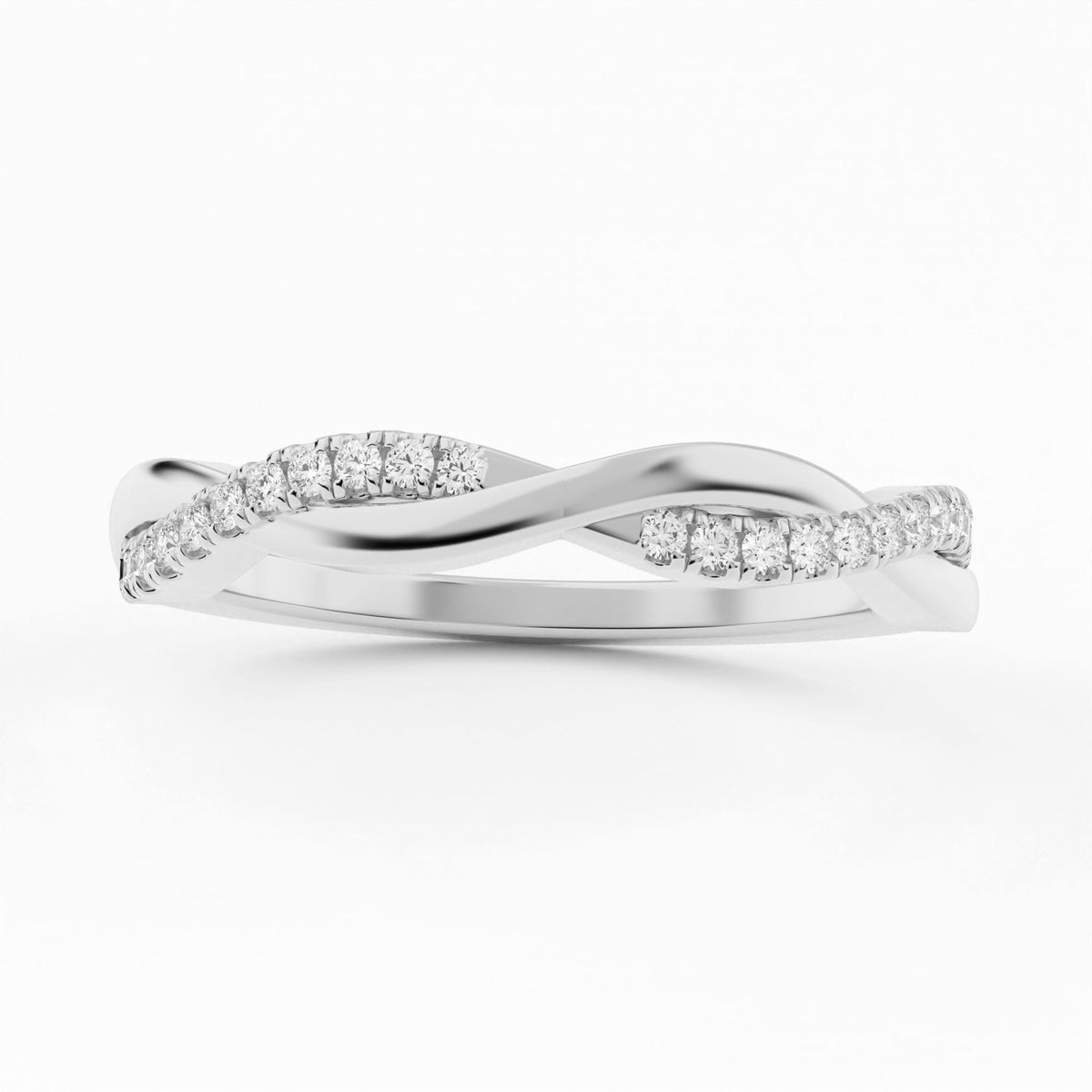 Micro-Pave Twist-Rope Stackable Ring Wedding Band