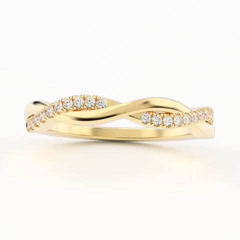 Micro-Pave Twist-Rope Stackable Ring Wedding Band