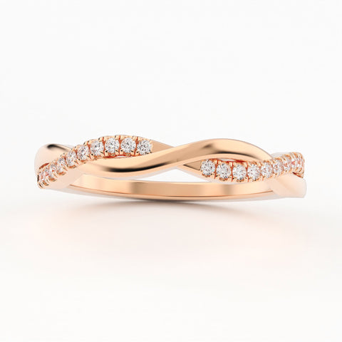 Micro-Pave Twist-Rope Stackable Ring Wedding Band