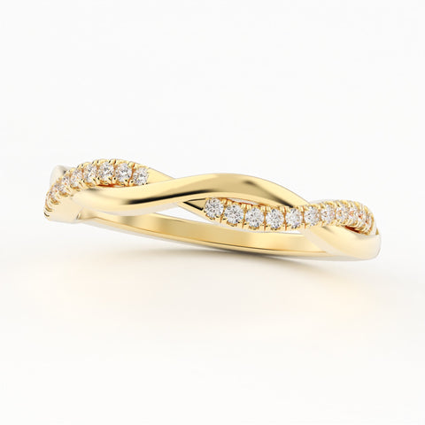 Micro-Pave Twist-Rope Stackable Ring Wedding Band