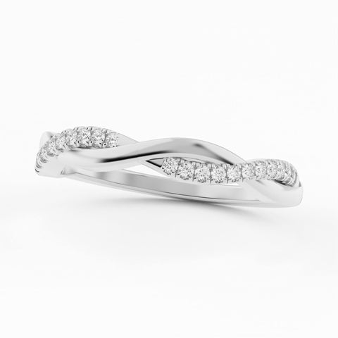 Micro-Pave Twist-Rope Stackable Ring Wedding Band