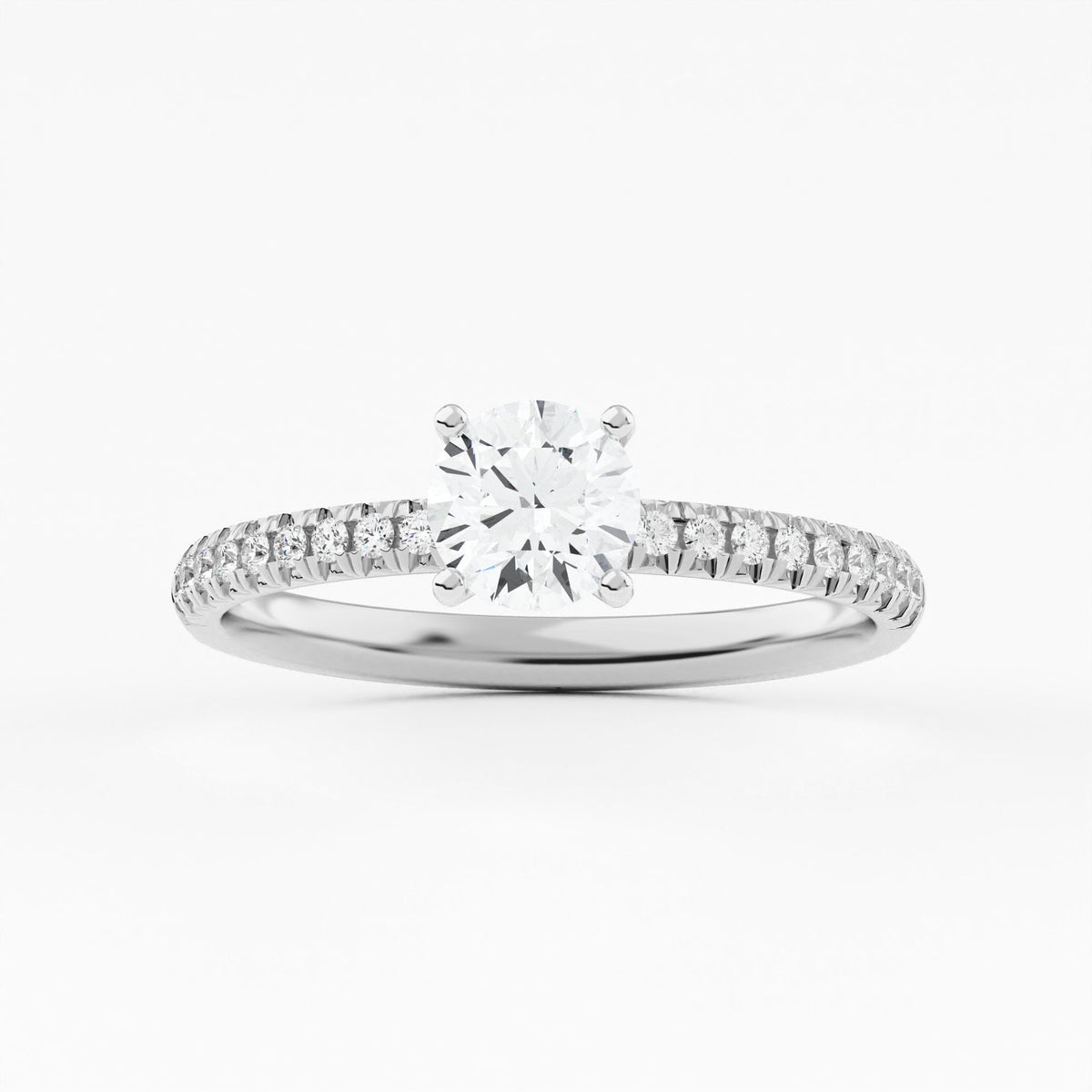 Petite Flush Pave Lab Grown Diamond Engagement Ring