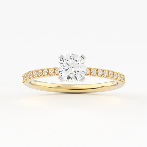 Petite Scallop Pave Lab Grown Diamond Engagement RIng