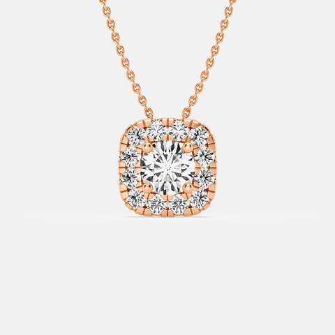 4-Prong & Pave Rounded Square Halo Pendant