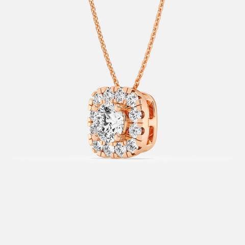 4-Prong & Pave Rounded Square Halo Pendant