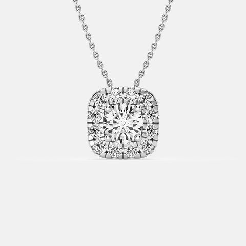 4-Prong & Pave Rounded Square Halo Pendant