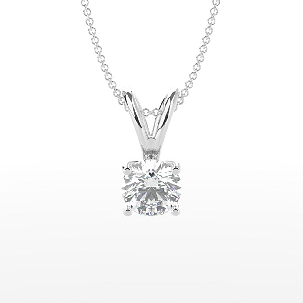 Round Brilliant Cut Lab Grown Diamond 4-Prong Martini Solitaire Pendant