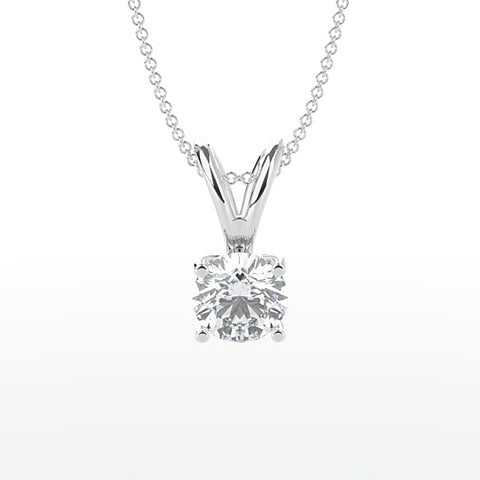 Round Brilliant Cut Lab Grown Diamond 4-Prong Martini Solitaire Pendant