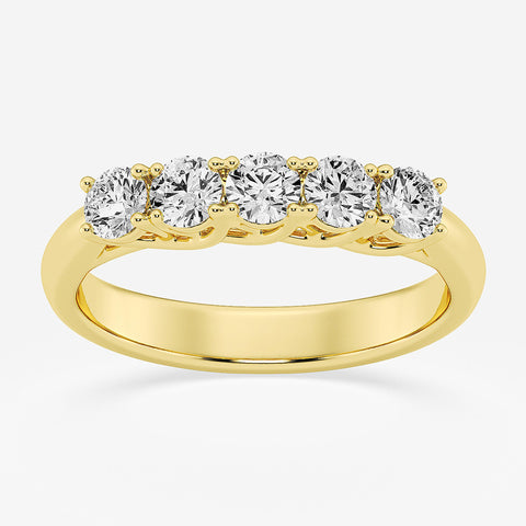 4-Prong Trellis Five-Stone Ring Wedding Band